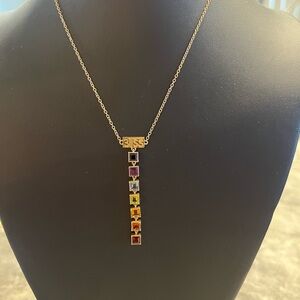 7 Chakra Necklace with Square Precious Stones